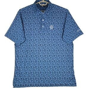 FootJoy Golf Polo Shirt Mens XL Blue Floral Short Sleeve Performance Paquee